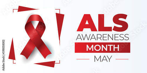 Amyotrophic lateral sclerosis ALS Awareness Month. Observed in May. Vector banner.
