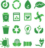 set of green eco icons. Earth day