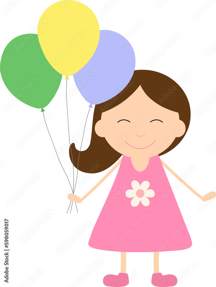 Girl cartoon ballons lettering vector illustration Girl cartoon ballons lettering vector illustration