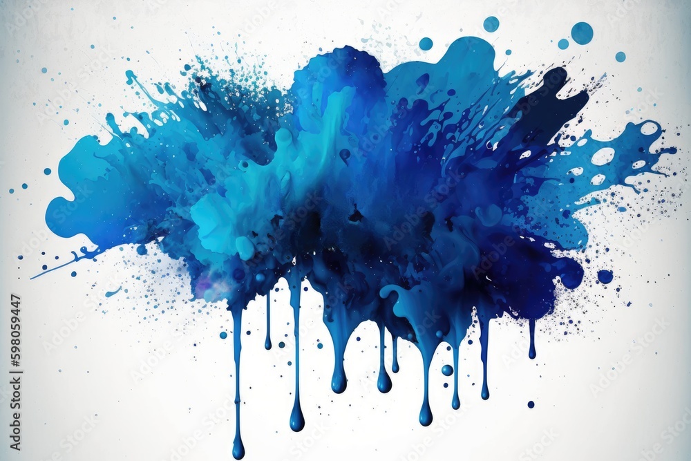Fototapeta premium Blue paint splashes isolated on white background