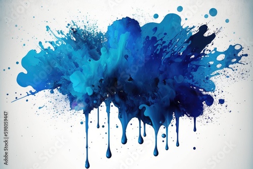 Blue paint splashes isolated on white background