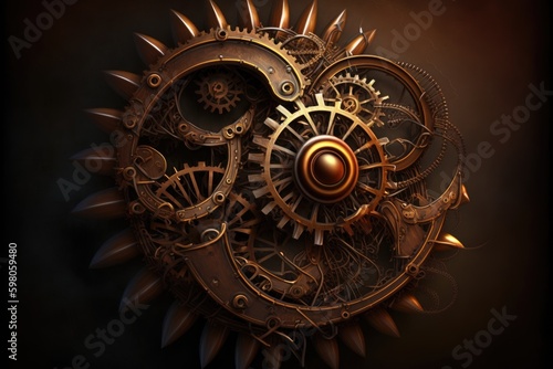 Mechanism with gears and cogwheels in dark background