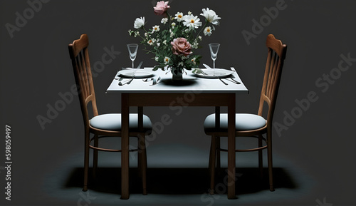 Flower Pot on the table - chairs - Background