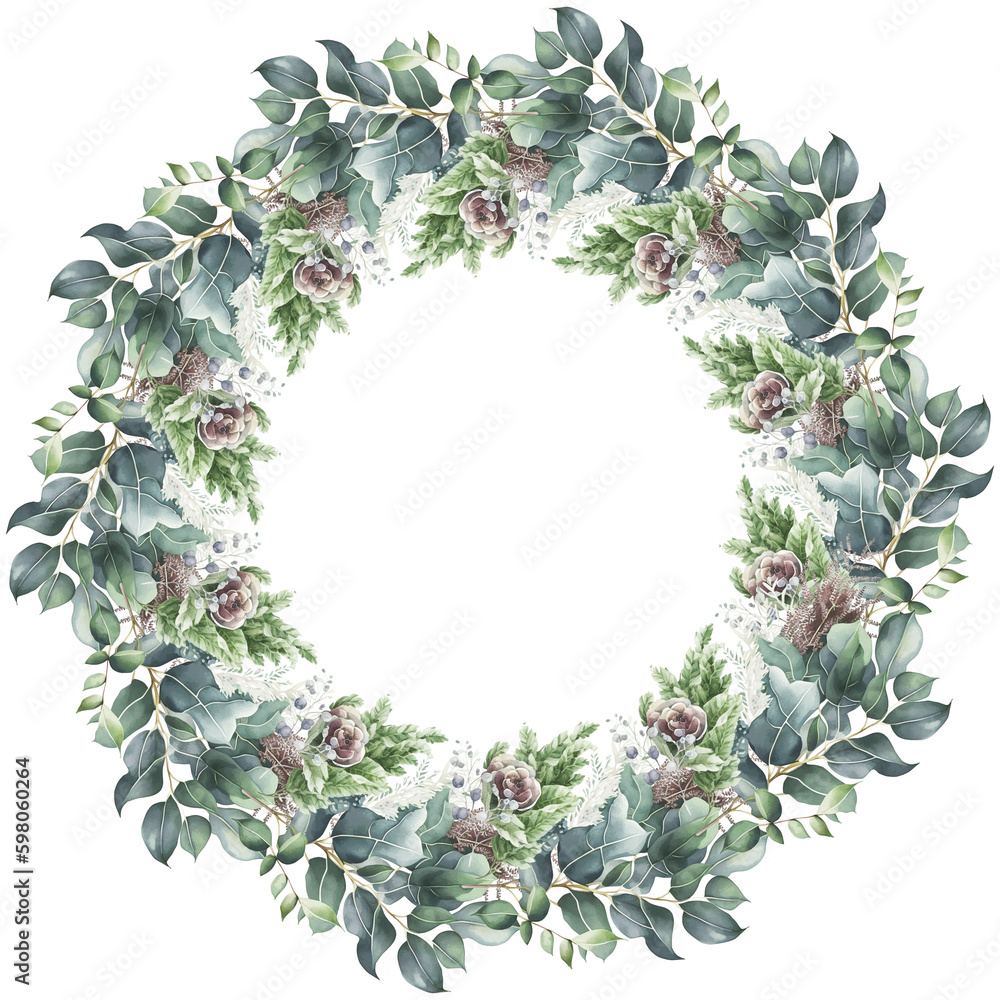 Fototapeta premium floral greenery wreath
