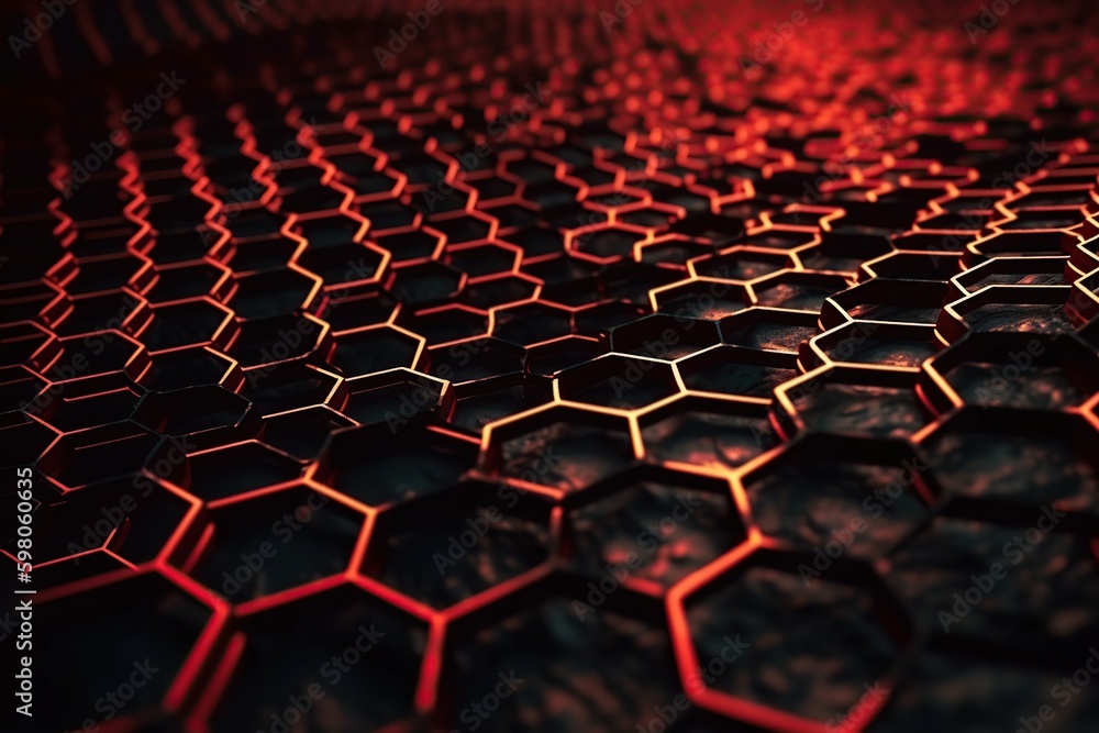 Network connection concept red honeycomb shiny background. Futuristic Abstract Geometric Background Design Made with Generative Space Illustration AI Scy fi Network connection concept red honeycomb shiny background. Futuristic Abstract Geometric Background Design Made with Generative Space Illustration AI Scy fi