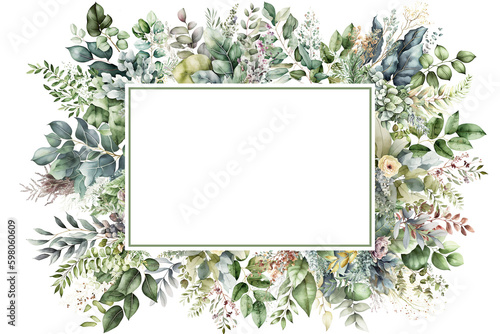 watercolor greenery frame
