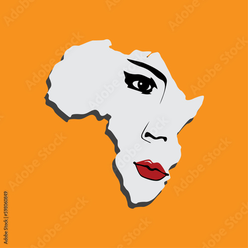 silhouette of a person with Africa map and African girl.