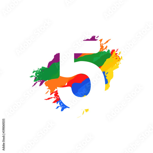 5 five logo concept colorful splashes