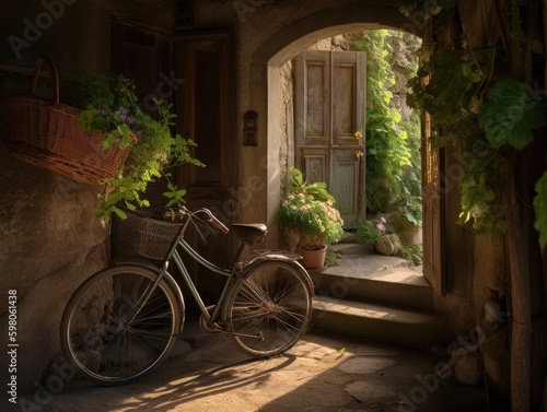 Wildflowers and an Antique Bicycle in Tuscany
