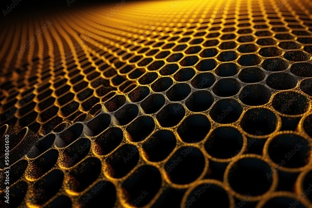 Network connection concept gold honeycomb shiny background. Futuristic Abstract Geometric Background Design Made with Generative Space Illustration AI Scy fi Network connection concept gold honeycomb shiny background. Futuristic Abstract Geometric Background Design Made with Generative Space Illustration AI Scy fi