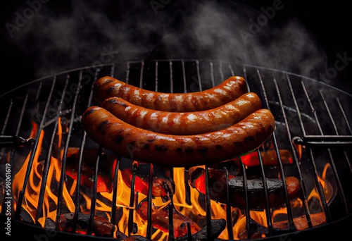 sausages on the grill. generative ai