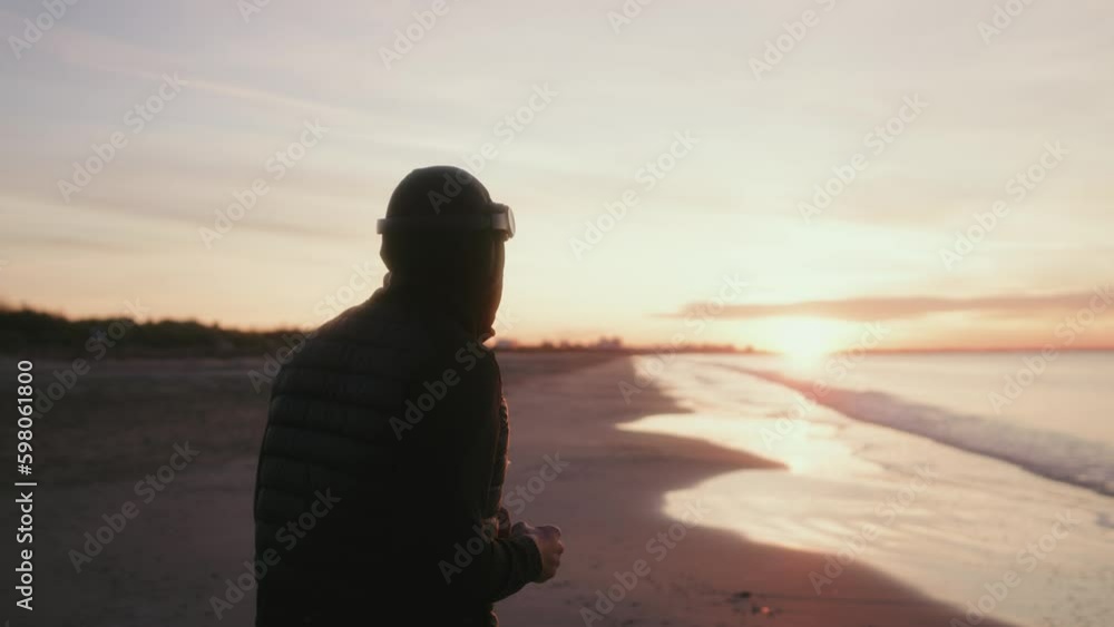 training of a boxer by the beach at sunrise training of a boxer by the beach at sunrise