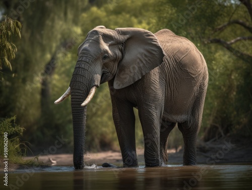Elephant in Chobe National Park  Botswana  Majestic Riverbank Beauty