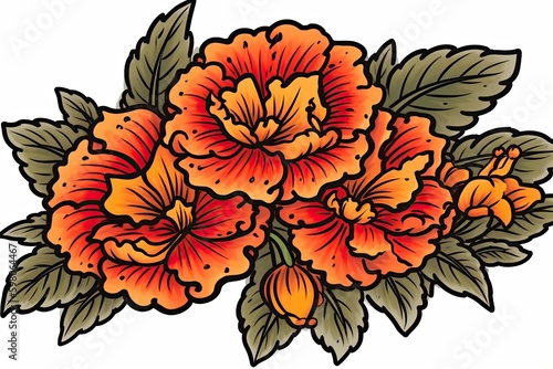 vibrant bouquet of orange flowers against a clean white background. Generative AI Generative AI