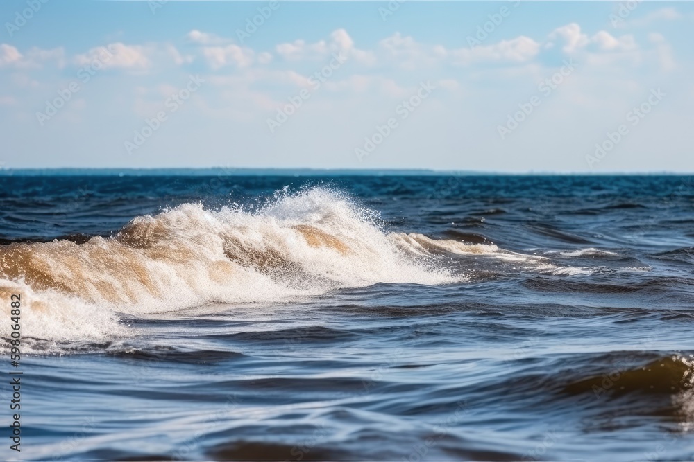 Fototapeta premium surfer riding a large wave on a surfboard. Generative AI Generative AI