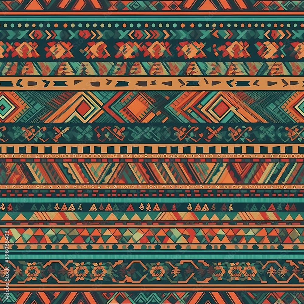 Traditional aztec pattern design, generative ai