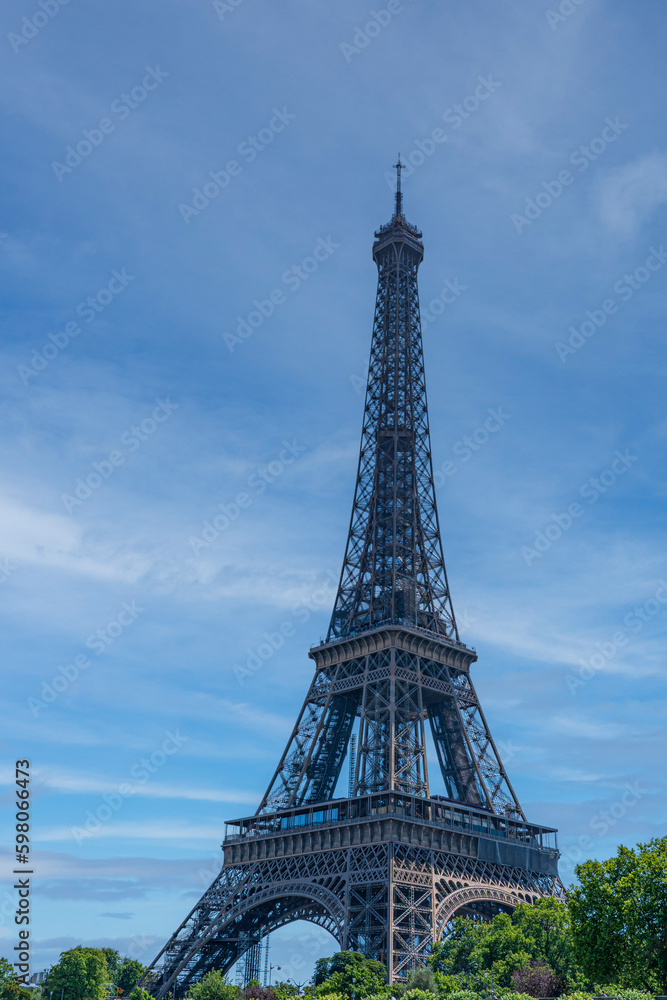 Eiffel Tower against blue sky