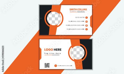 White and orange business cred template. modern creative business card and name card, personal business cred.