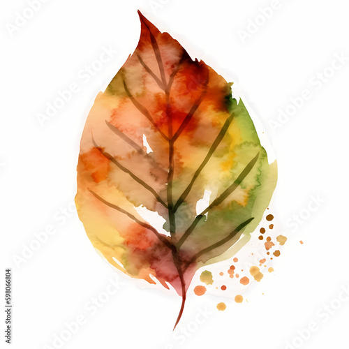 Leaf Watercolor. Generative AI