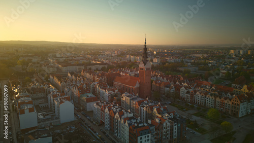 Elblag  German  Elbing   historical town in northern Poland. Sunrise over the town of Elblag  Poland.