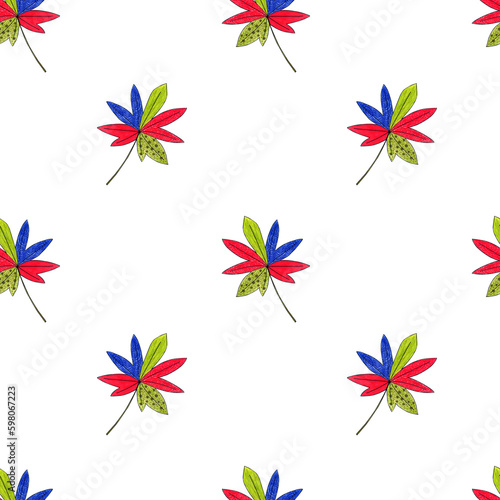 Colorful seamless pattern with leaves Tropic print