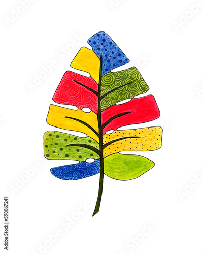 Tropic print with colorful leaf
