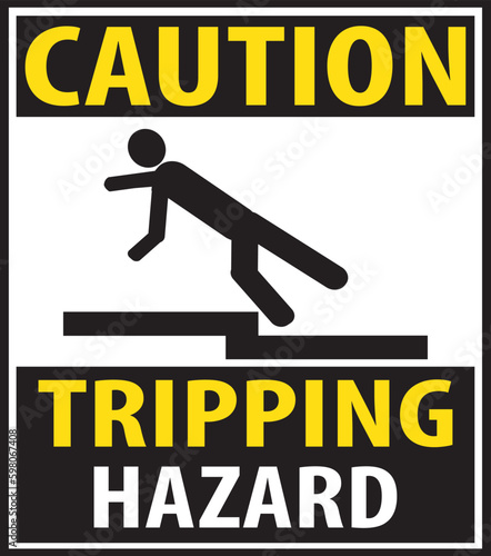 Tripping hazard warning sign vector, tripping hazard industrial safety warning sign
