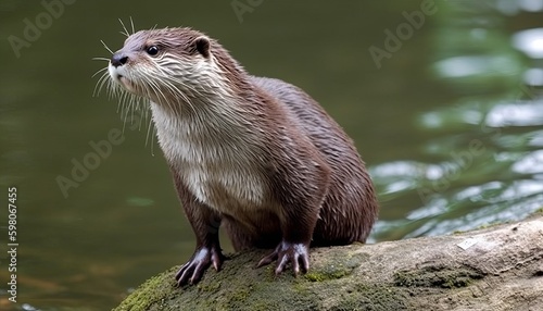 An otter standing beside a lake ai, ai generative, illustration