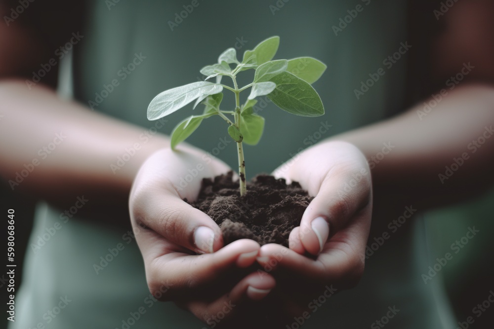 plant in hands, green energy