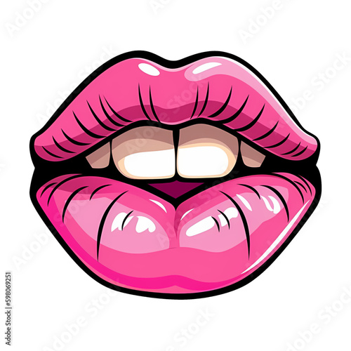 Bubblegum Lips illustration of pink lips , pink kiss ,pink mouth