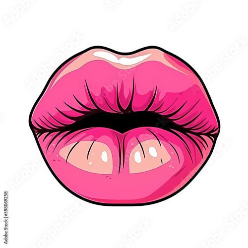 Bubblegum Lips illustration of pink lips , pink kiss ,pink mouth