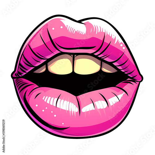 Bubblegum Lips illustration of pink lips , pink kiss ,pink mouth