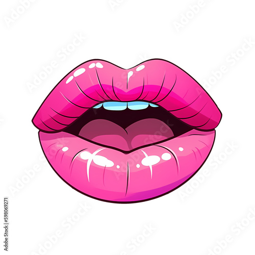 Bubblegum Lips illustration of pink lips , pink kiss ,pink mouth