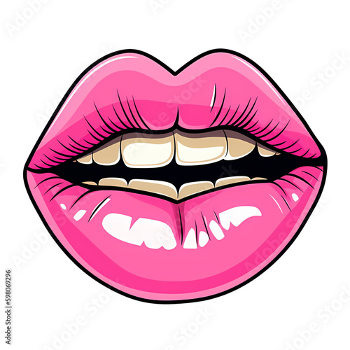 Bubblegum Lips illustration of pink lips , pink kiss ,pink mouth