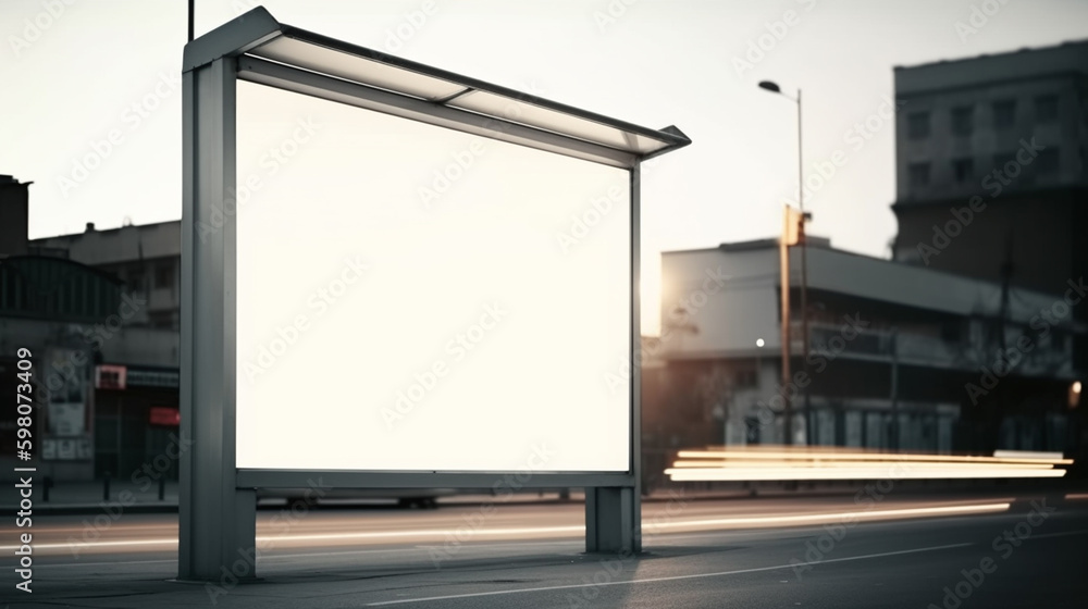 public advertisement billboard Mockup at bus station background, Generative AI public advertisement billboard Mockup at bus station background, Generative AI