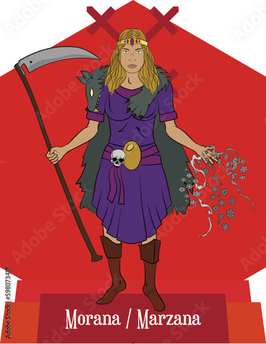 Illustration vector isolated of Slavic Mythical god, Morana, Marzana, Death goddess, Winter goddess, Night goddess, photo