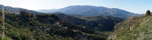 Panoramic view of mountain range in Lanjaron city, Andalusia, Spain