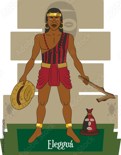 Illustration vector isolated of African Yoruba mythical god, Elegguá, ways and destiny god, Gods messenger.