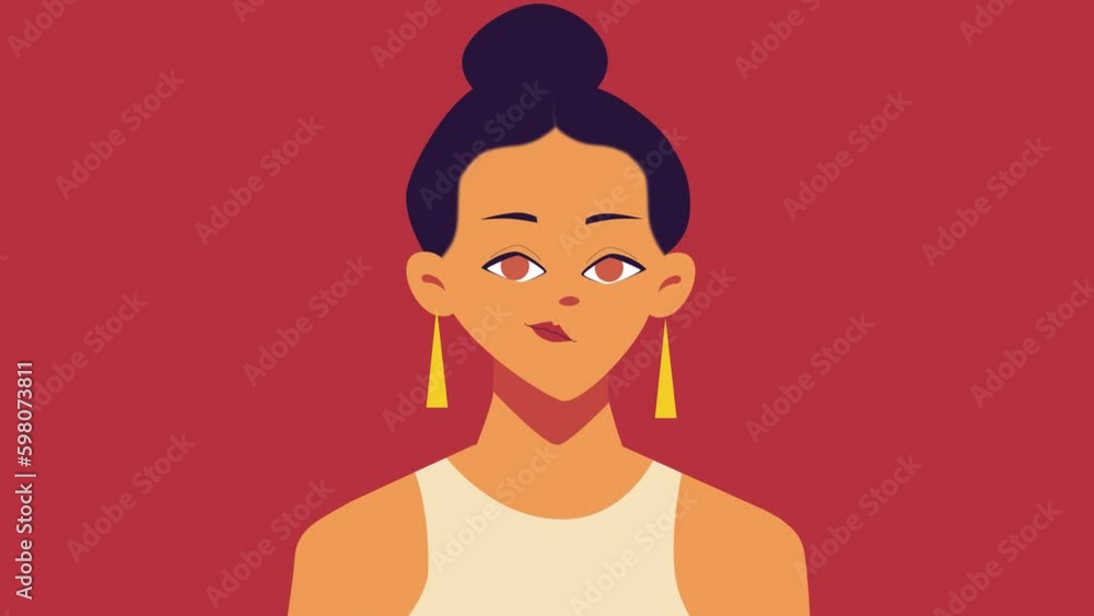 Expressive face cartoon Woman Animated Portrait animation Stock Video ...
