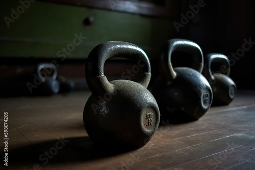 Exercise equipment kettlebell, Dumbbell (Ai generated)