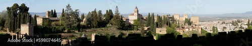 Panoramic view of Alhambra fortress in Granada, Andalusia, Spain