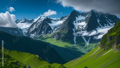 Mountain Peaks And Green Valleys, Generative Ai