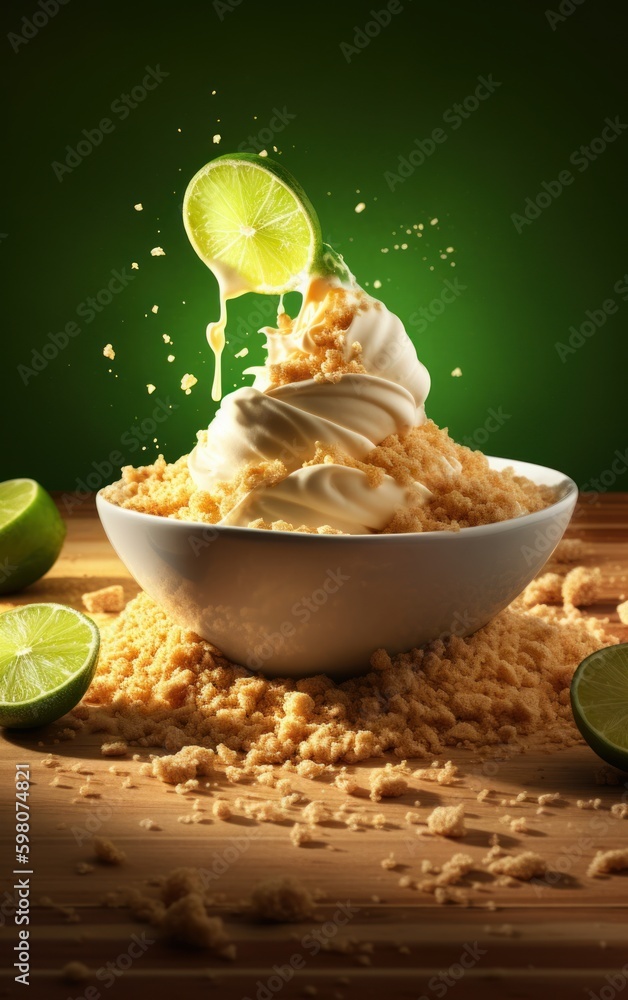 Key Lime Pie Ice Cream with Graham Cracker Crumbs and Lime Swirl