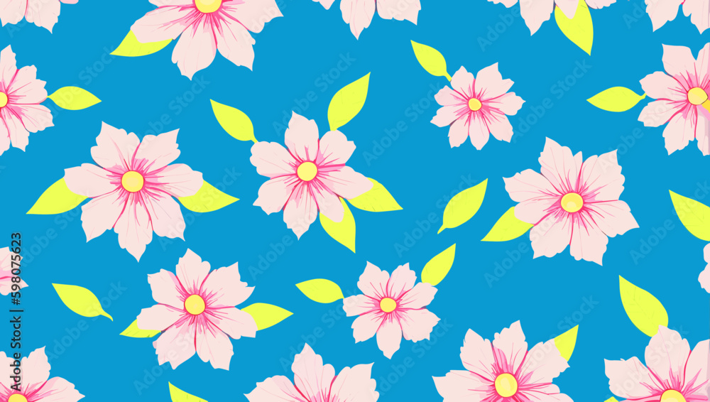 Summer Bouquet: Seamless Pattern with Colorful Floral Motifs