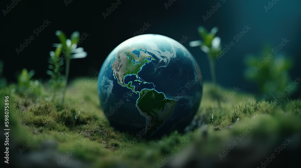 World environment earth day concept with globe and the eco-friendly environment - Generative AI