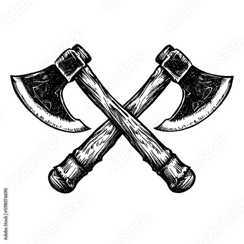  crossed axe engraving illustration