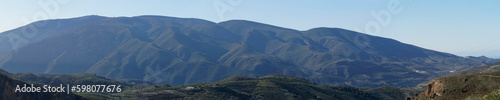 Panoramic view of mountain range in Lanjaron city, Andalusia, Spain photo