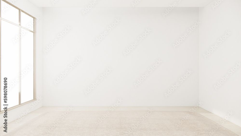Fototapeta premium Architecture and interior concept Empty room and wood panels wall background 3D illustration rendering