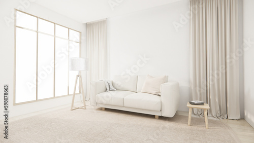 sofa armchair minimalist design muji style.3D rendering