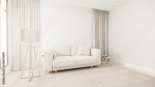 sofa armchair minimalist design muji style.3D rendering